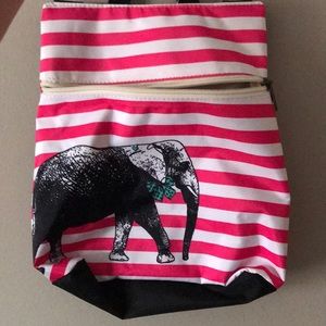 Pink and White striped waterproof pouch.